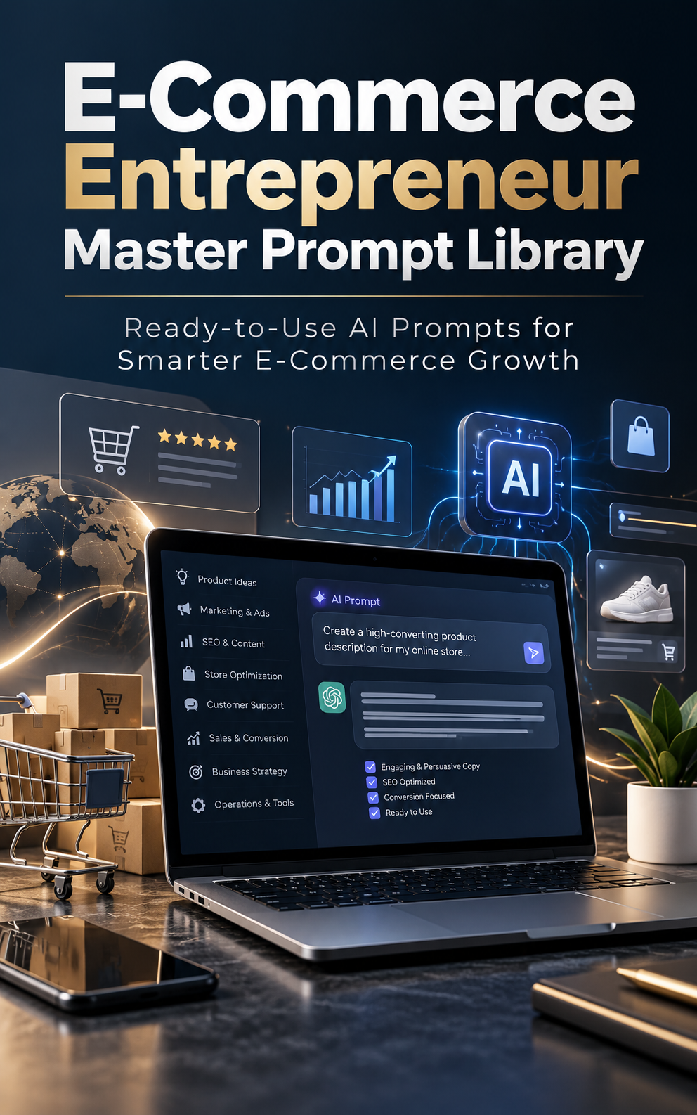 Cover of E-Commerce Entrepreneur Master Prompt Library by Mehedi Menafa